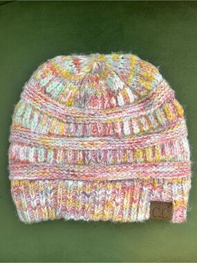 CC Boutique Pastel Multicolor Knit Beanie - Pink, Yellow, Mint